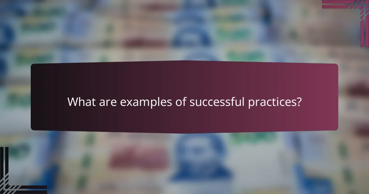 What are examples of successful practices?
