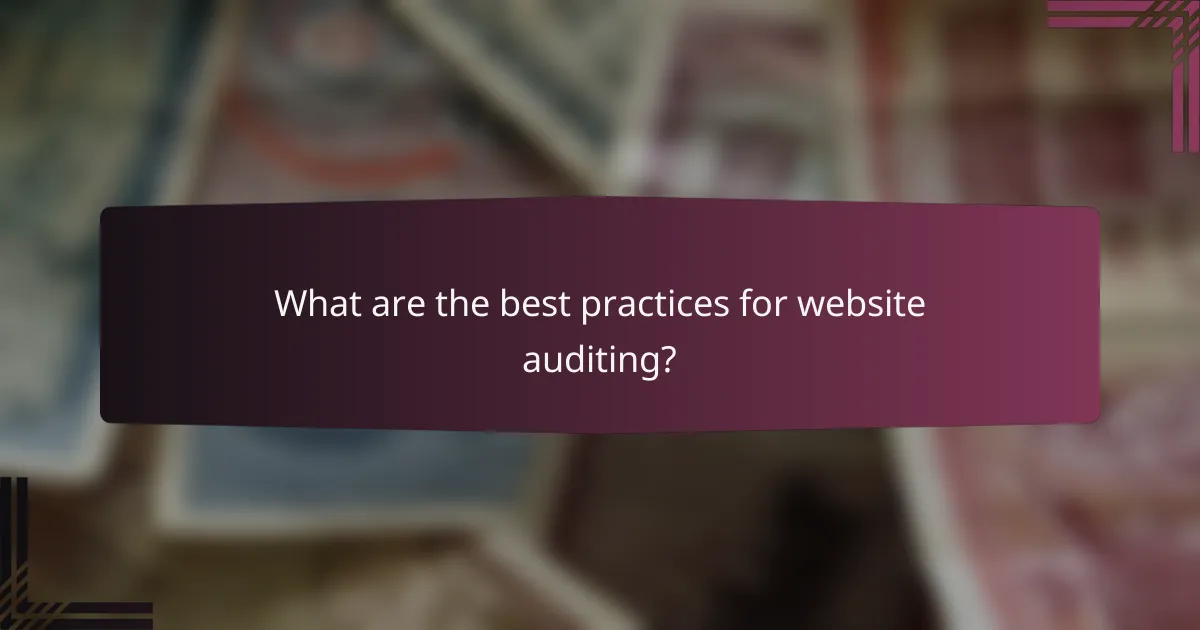 What are the best practices for website auditing?
