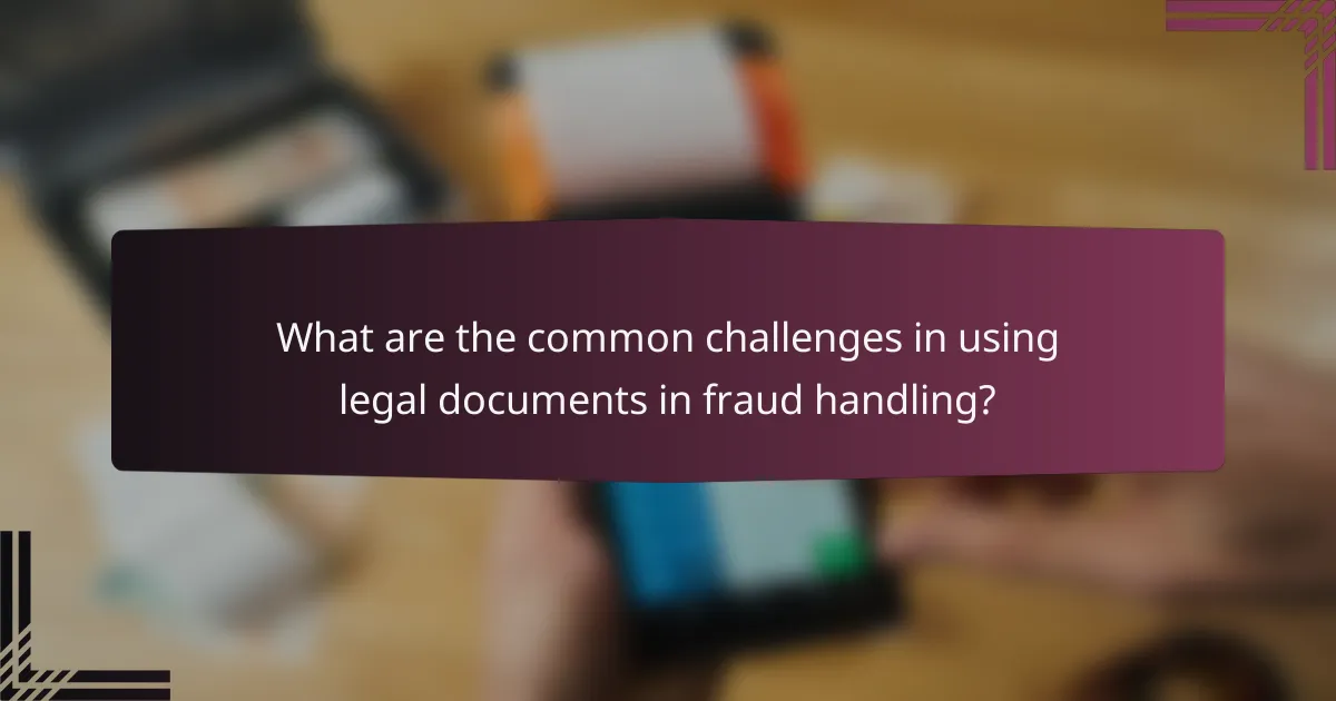 What are the common challenges in using legal documents in fraud handling?