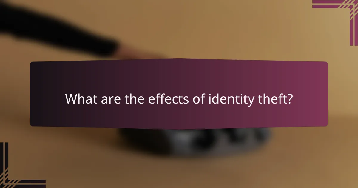 What are the effects of identity theft?