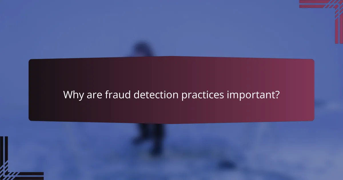 Why are fraud detection practices important?